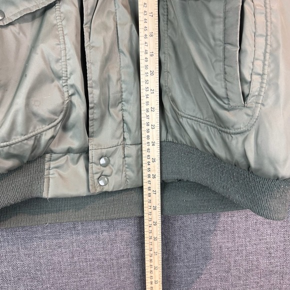 Vintage Olive Green Bomber Jacket with Faux Fur Collar Military Style - Picture 2 of 5